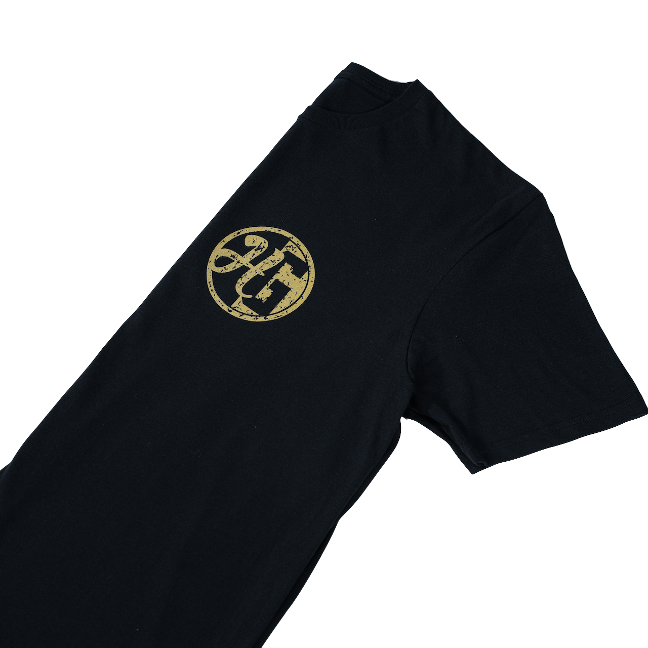 Short Sleeve Black T-Shirt with Gold