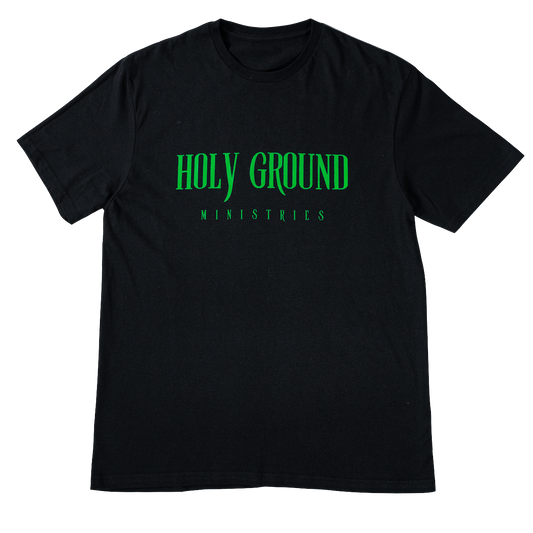 Black Short sleeve T-shirt with Green lettering